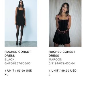 Zara Black Ruched Corset Mini Dress